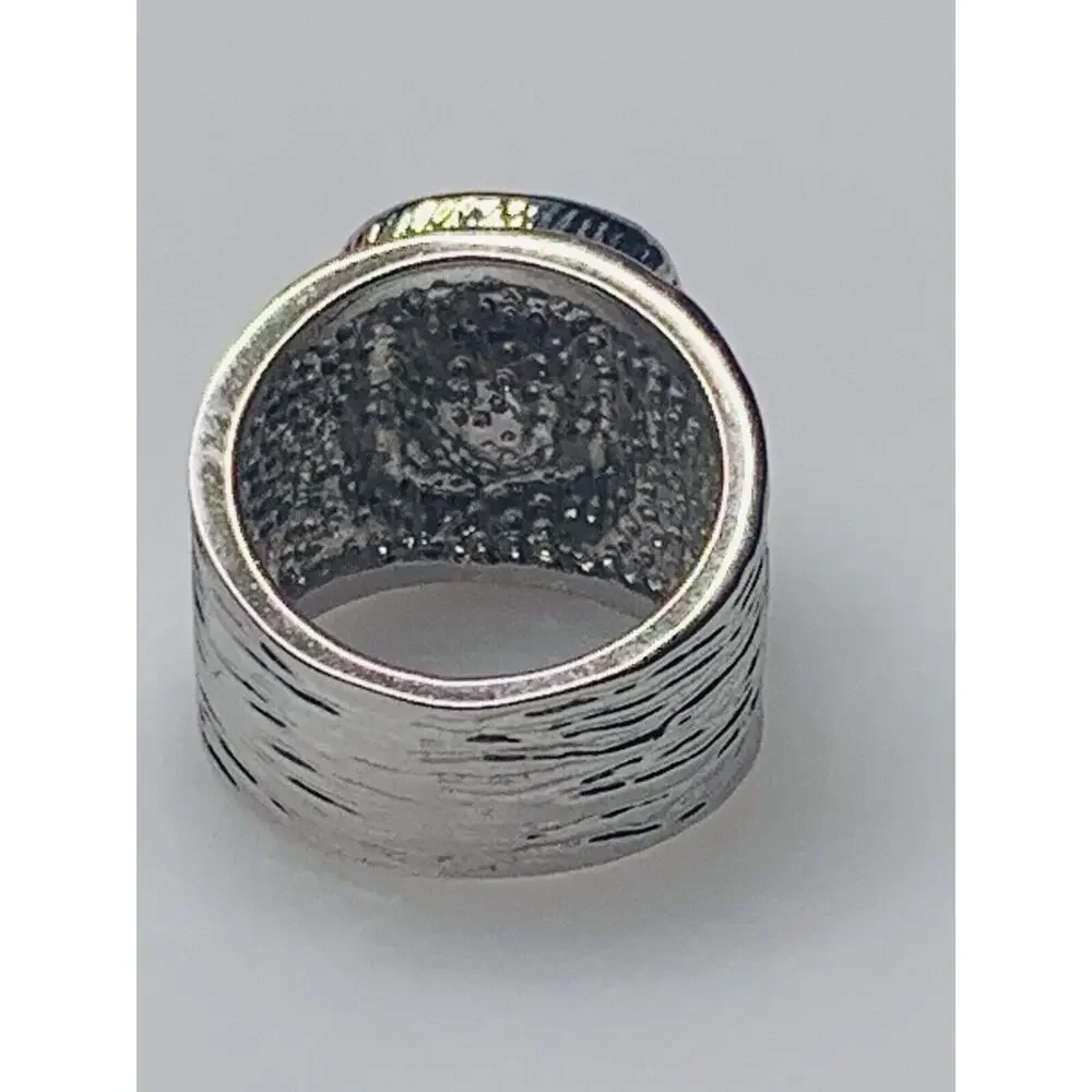 Lia Sophia Peachy Keen Faceted Champagne Ring, Silver Tone Textured Band, Size 8